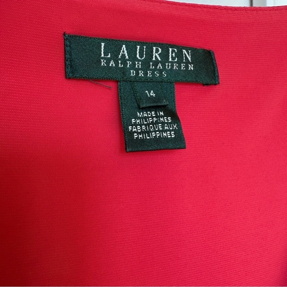 Lauren Ralph Lauren Women's Salmon Pink Faux Wrap Dress Sz 14 Knee Length Party - Picture 6 of 8